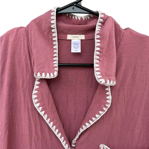 Eberjay Frida Whipstitch Jersey Knit Pajama Top - Pink - Size Large - Picture 6 of 8